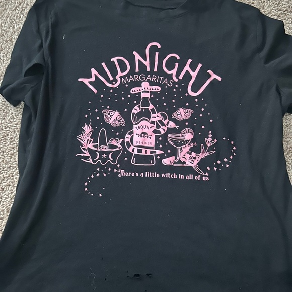 Practical magic movie midnight Margaritas graphic handmade T-Shirt Black & Pink - Picture 1 of 3
